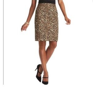 NWT Ann Taylor Petite Size 0P Silk Blend Leopard Print Pencil Skirt